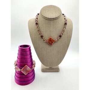 Glass And Metal Necklace And Bracelet Jewelry Set Please Read Description